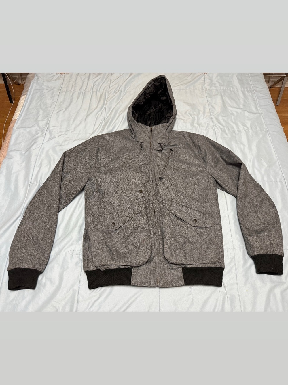 Volcom Men's Hooded Bomber Jacket in Gray